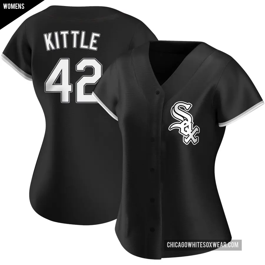 Women's Chicago White Sox ＃42 Ron Kittle Replica Black Alternate Jersey
