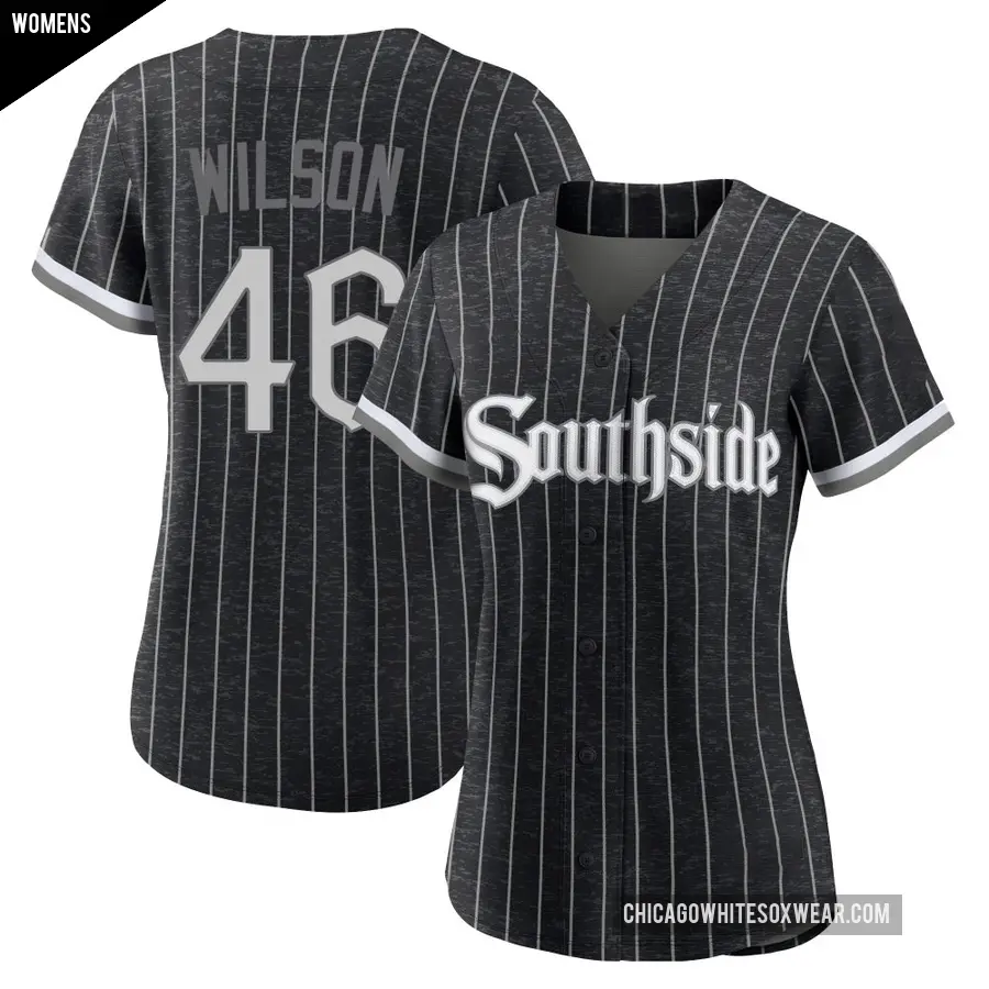 Women's Chicago White Sox ＃46 Bryse Wilson Authentic Black 2021 City Connect Jersey