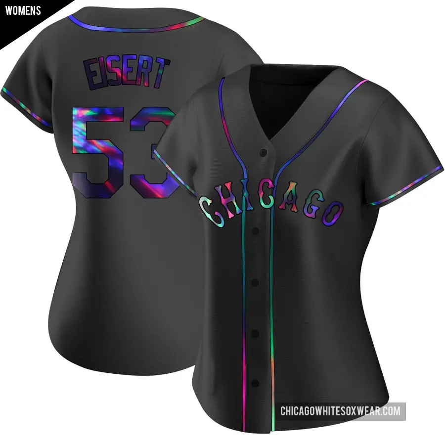 Women&#039;s Chicago White Sox &#65283;53 Brandon Eisert Replica Black Holographic Alternate Jersey