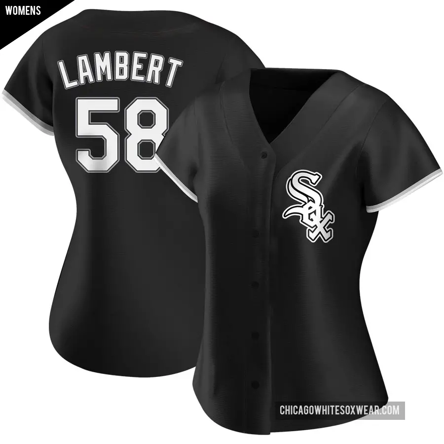 Women's Chicago White Sox ＃58 Jimmy Lambert Authentic Black Alternate Jersey