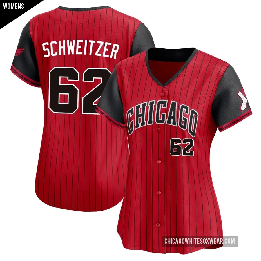 Women's Chicago White Sox ＃62 Tyler Schweitzer Limited Red/Black 2025 City Connect Jersey