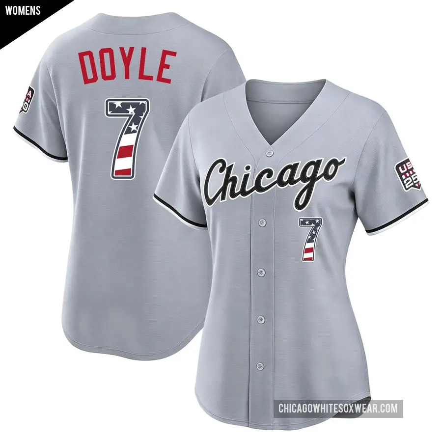 Women's Chicago White Sox ＃7 Brenton Doyle Limited Gray USA 250 Fourth Of July Road Stadium Jersey
