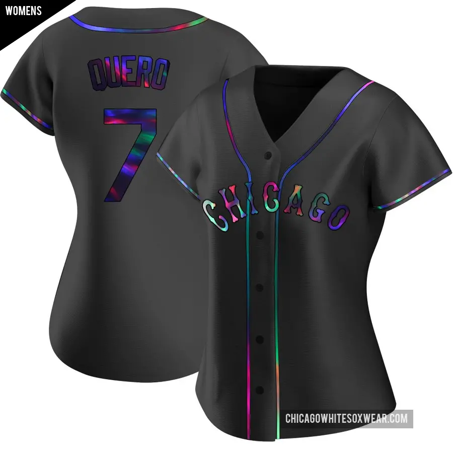 Women's Chicago White Sox ＃7 Edgar Quero Replica Black Holographic Alternate Jersey