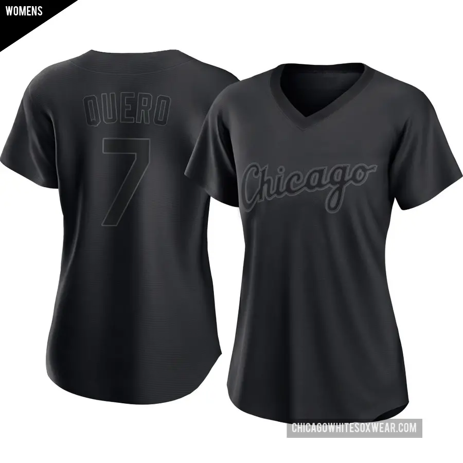 Women's Chicago White Sox ＃7 Edgar Quero Replica Black Pitch Fashion Jersey