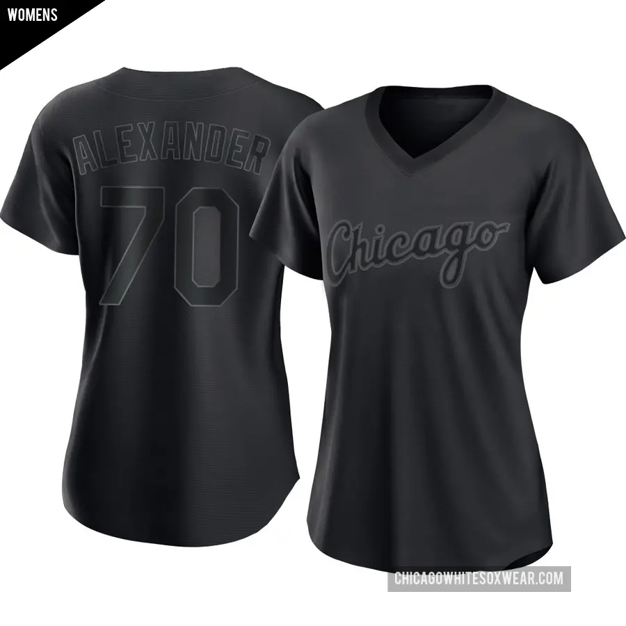 Women's Chicago White Sox ＃70 Tyler Alexander Authentic Black Pitch Fashion Jersey