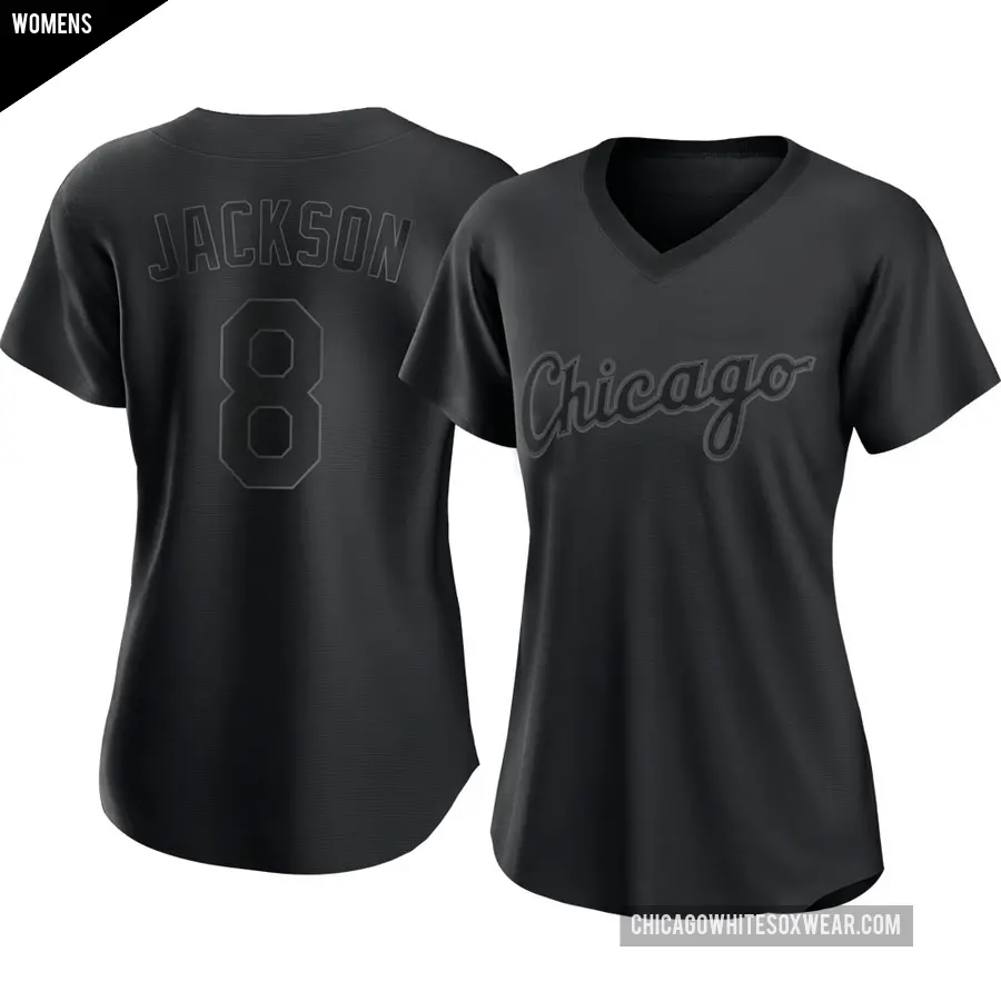 Women's Chicago White Sox ＃8 Bo Jackson Authentic Black Pitch Fashion Jersey