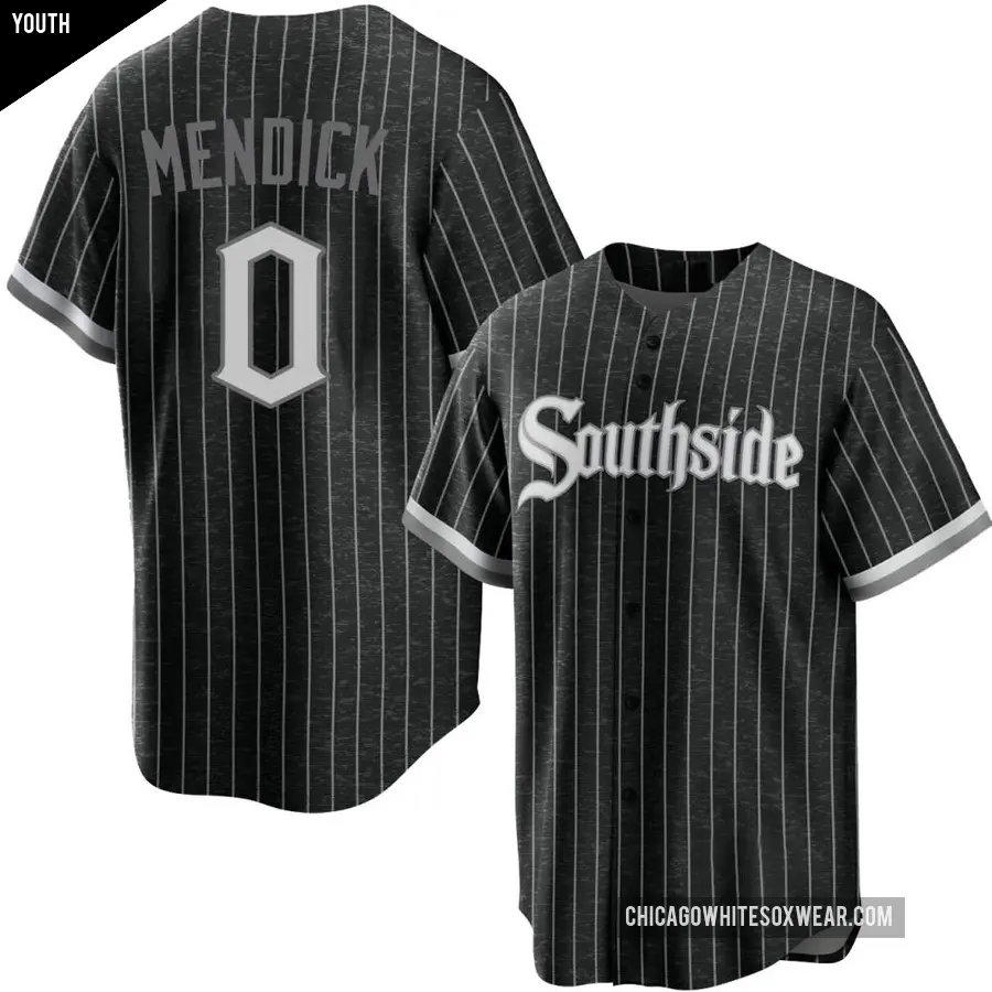 Youth Chicago White Sox ＃0 Danny Mendick Replica Black 2021 City Connect Jersey