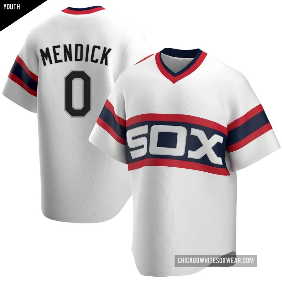 Youth Chicago White Sox ＃0 Danny Mendick Replica White Cooperstown Collection Jersey