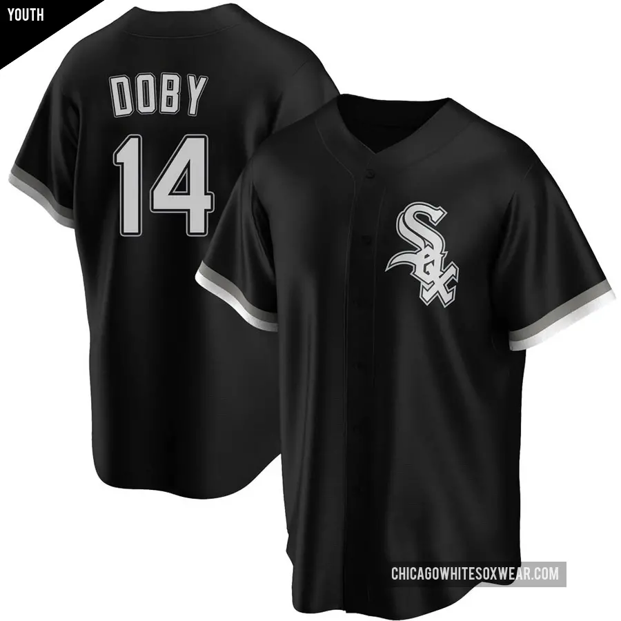 Youth Chicago White Sox ＃14 Larry Doby Replica Black Alternate Jersey