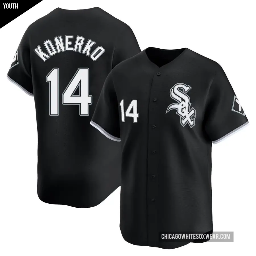 Youth Chicago White Sox ＃14 Paul Konerko Limited Black Alternate Jersey