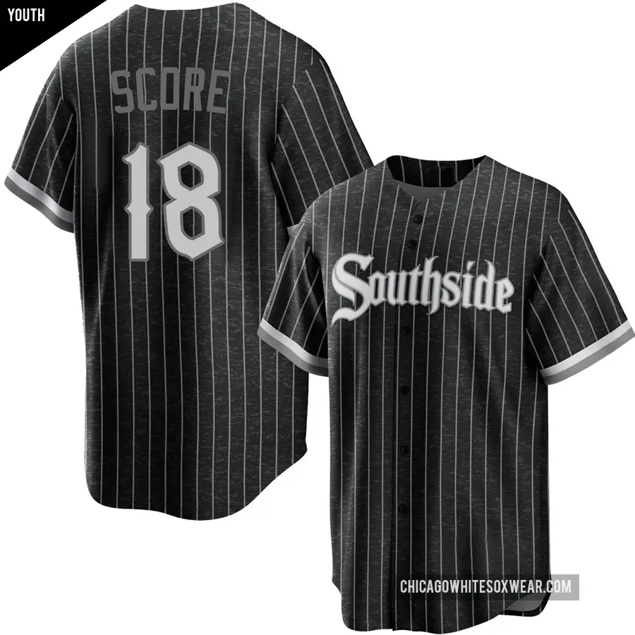 Youth Chicago White Sox ＃18 Herb Score Replica Black 2021 City Connect Jersey