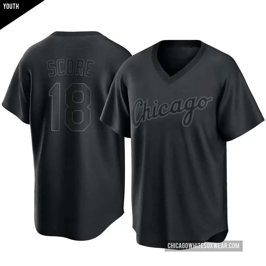 Youth Chicago White Sox ＃18 Herb Score Replica Black Pitch Fashion Jersey