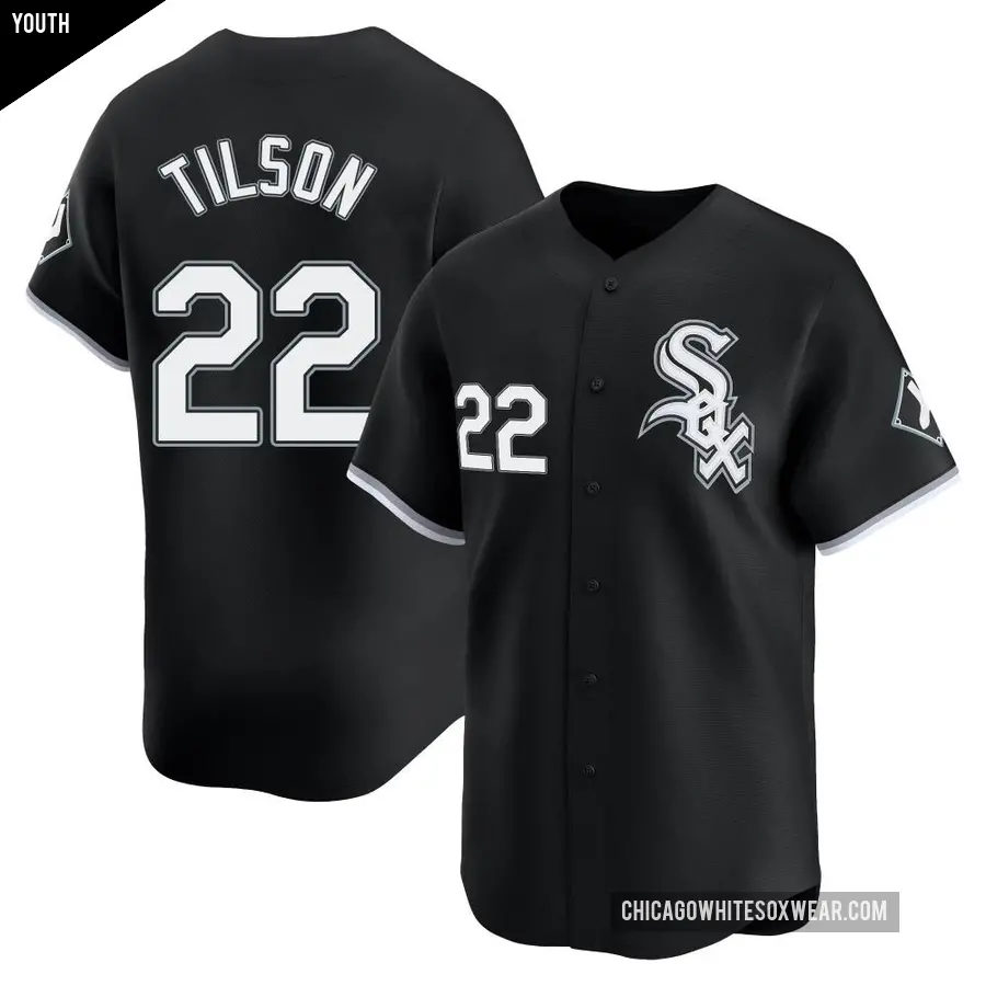 Youth Chicago White Sox ＃22 Charlie Tilson Limited Black Alternate Jersey