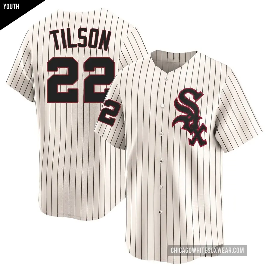 Youth Chicago White Sox ＃22 Charlie Tilson Limited Cream Throwback Cooperstown Jersey