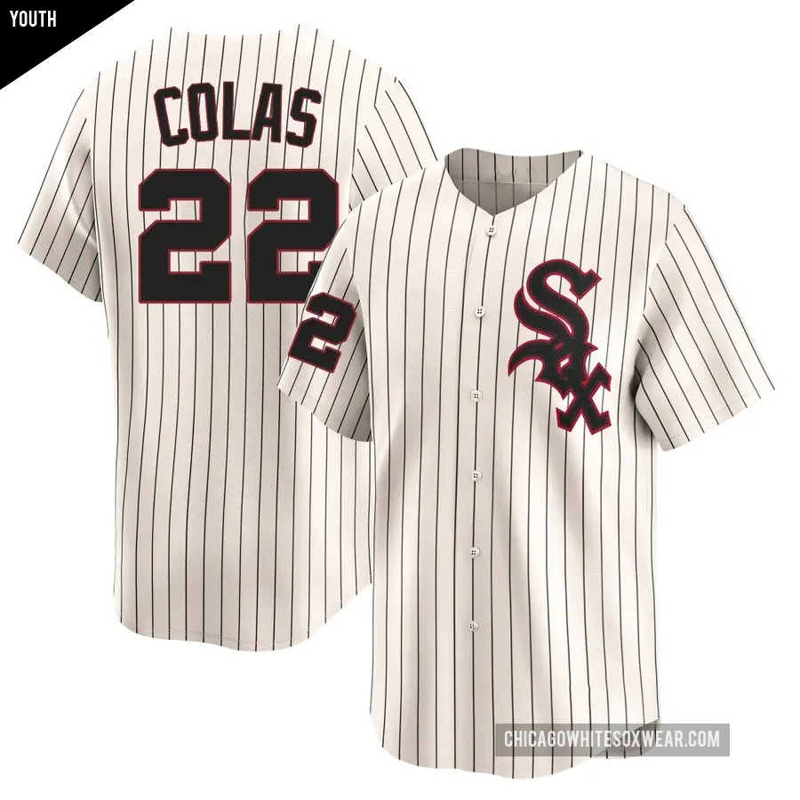 Youth Chicago White Sox ＃22 Oscar Colas Limited Cream Throwback Cooperstown Jersey
