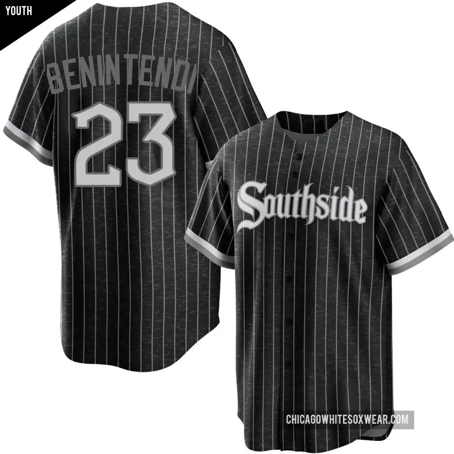 Youth Chicago White Sox ＃23 Andrew Benintendi Replica Black 2021 City Connect Jersey