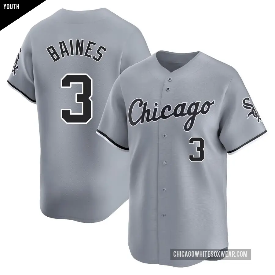 Youth Chicago White Sox ＃3 Harold Baines Limited Gray Road Jersey