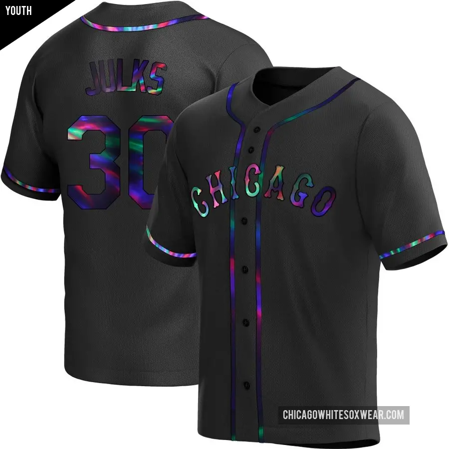 Youth Chicago White Sox ＃30 Corey Julks Replica Black Holographic Alternate Jersey