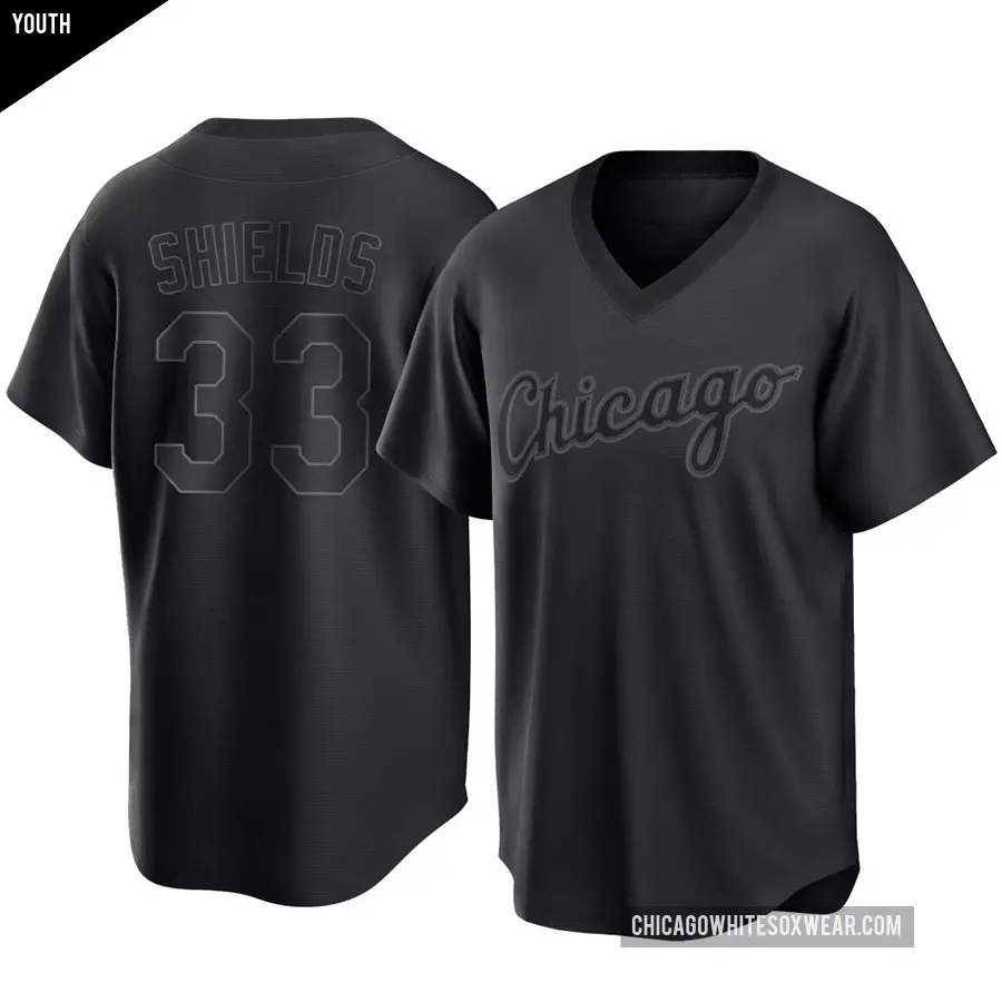 Youth Chicago White Sox ＃33 James Shields Replica Black Pitch Fashion Jersey