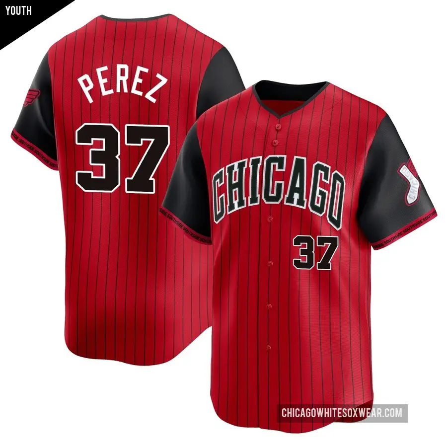 Youth Chicago White Sox ＃37 Junior Perez Limited Red/Black 2025 City Connect Jersey
