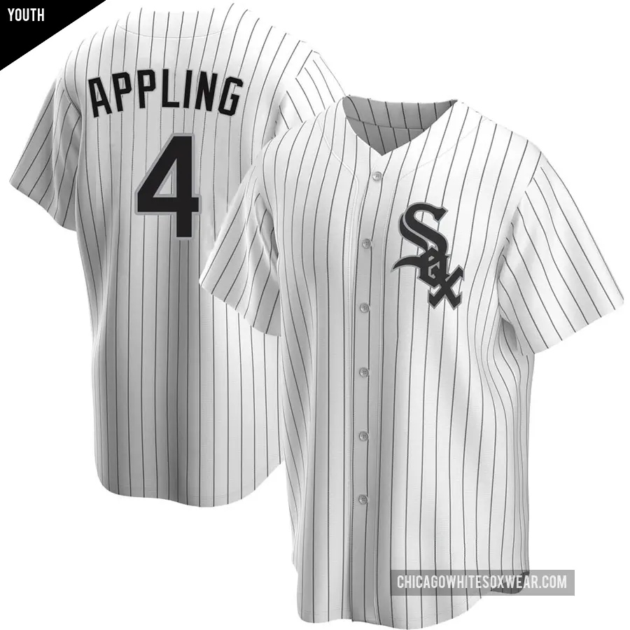 Youth Chicago White Sox ＃4 Luke Appling Replica White Home Jersey