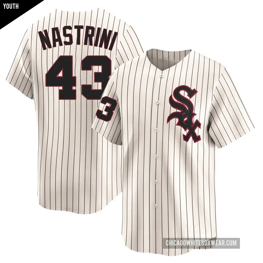 Youth Chicago White Sox ＃43 Nick Nastrini Limited Cream Throwback Cooperstown Jersey