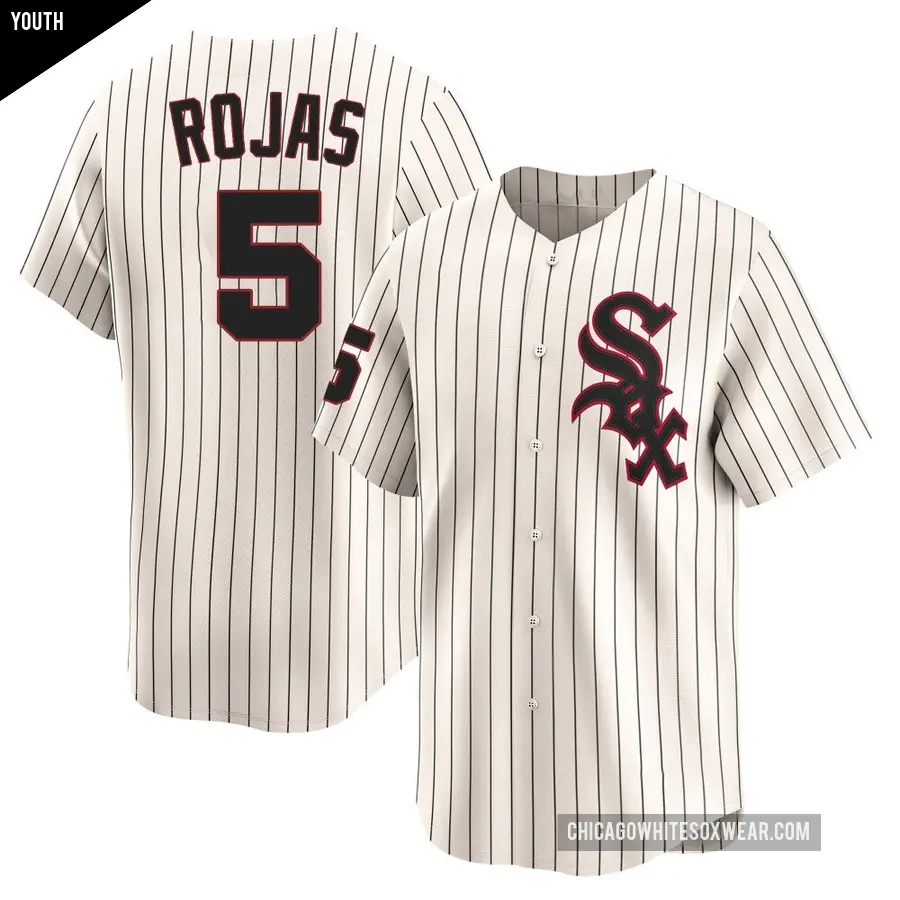 Youth Chicago White Sox ＃5 Josh Rojas Limited Cream Throwback Cooperstown Jersey