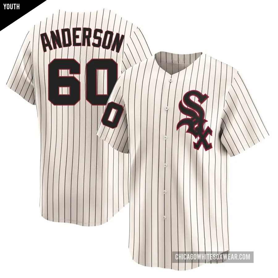Youth Chicago White Sox ＃60 Justin Anderson Limited Cream Throwback Cooperstown Jersey