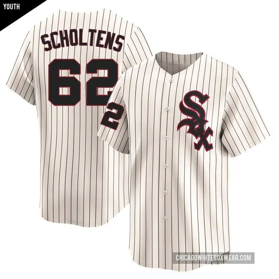 Youth Chicago White Sox ＃62 Jesse Scholtens Limited Cream Throwback Cooperstown Jersey