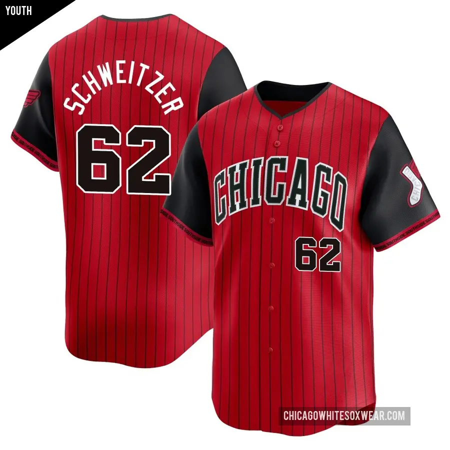 Youth Chicago White Sox ＃62 Tyler Schweitzer Limited Red/Black 2025 City Connect Jersey
