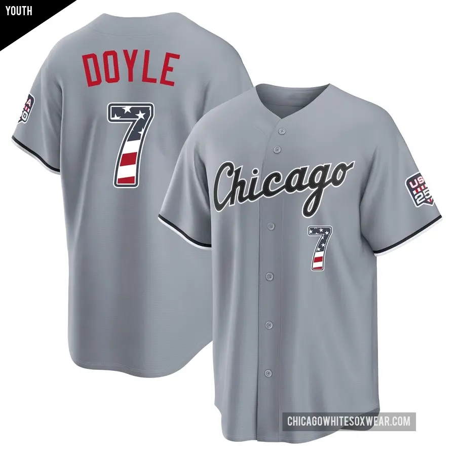 Youth Chicago White Sox ＃7 Brenton Doyle Limited Gray USA 250 Fourth Of July Road Stadium Jersey