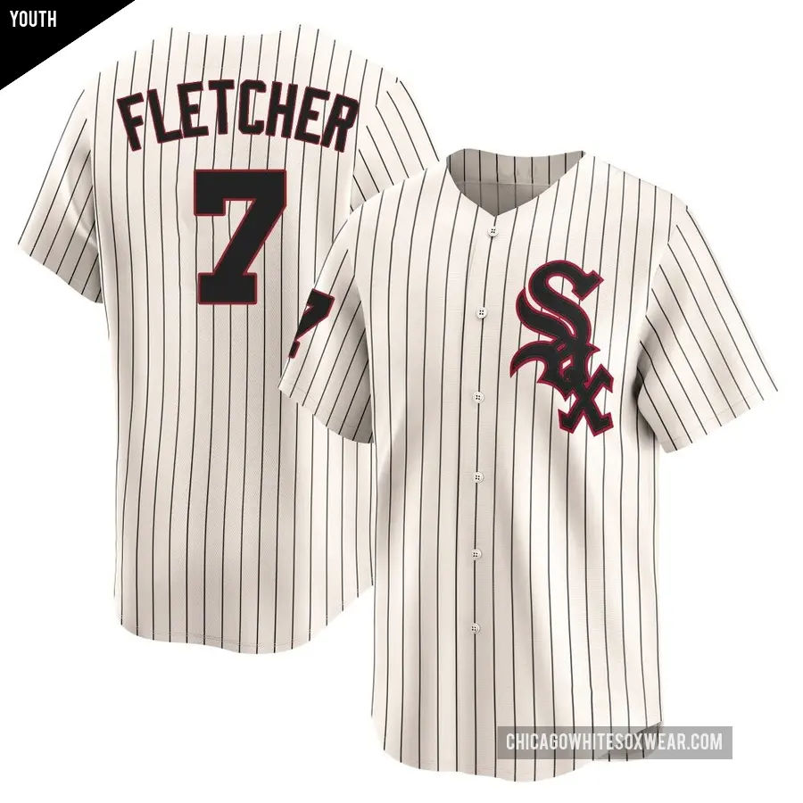 Youth Chicago White Sox ＃7 Dominic Fletcher Limited Cream Throwback Cooperstown Jersey