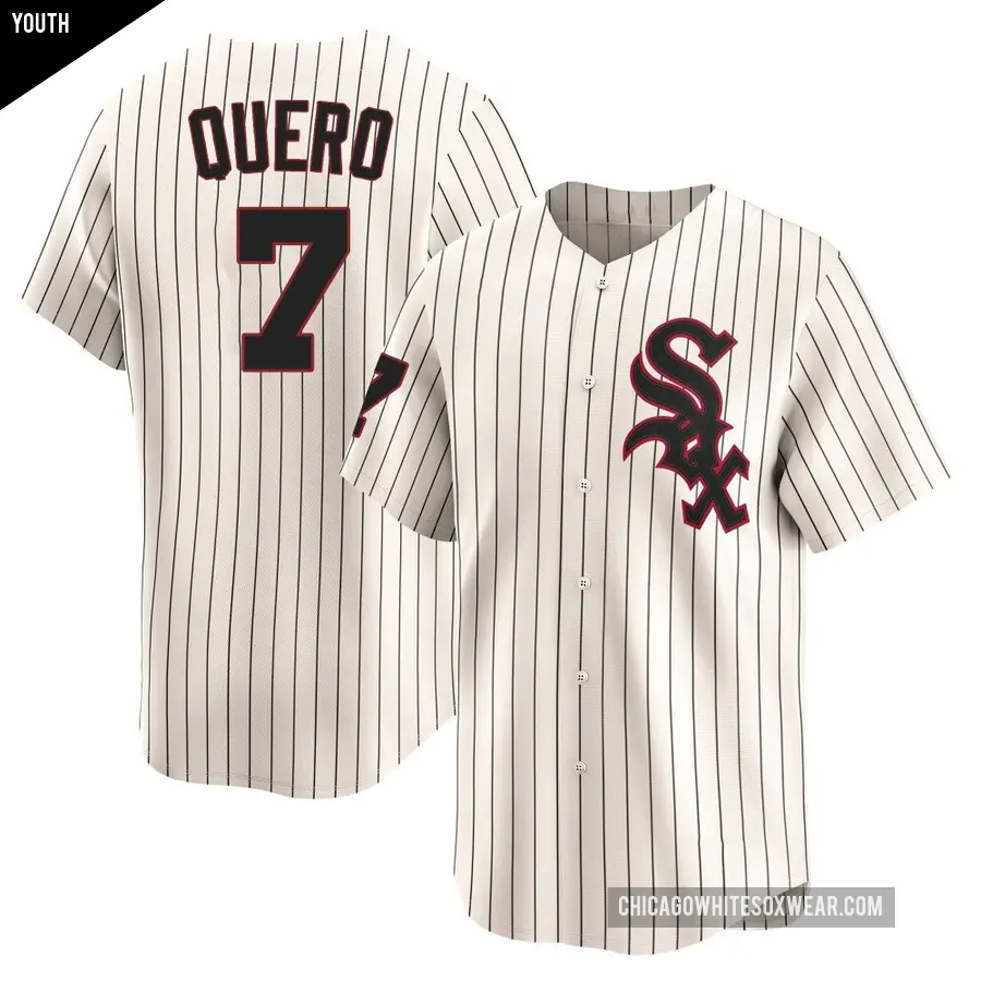 Youth Chicago White Sox ＃7 Edgar Quero Limited Cream Throwback Cooperstown Jersey