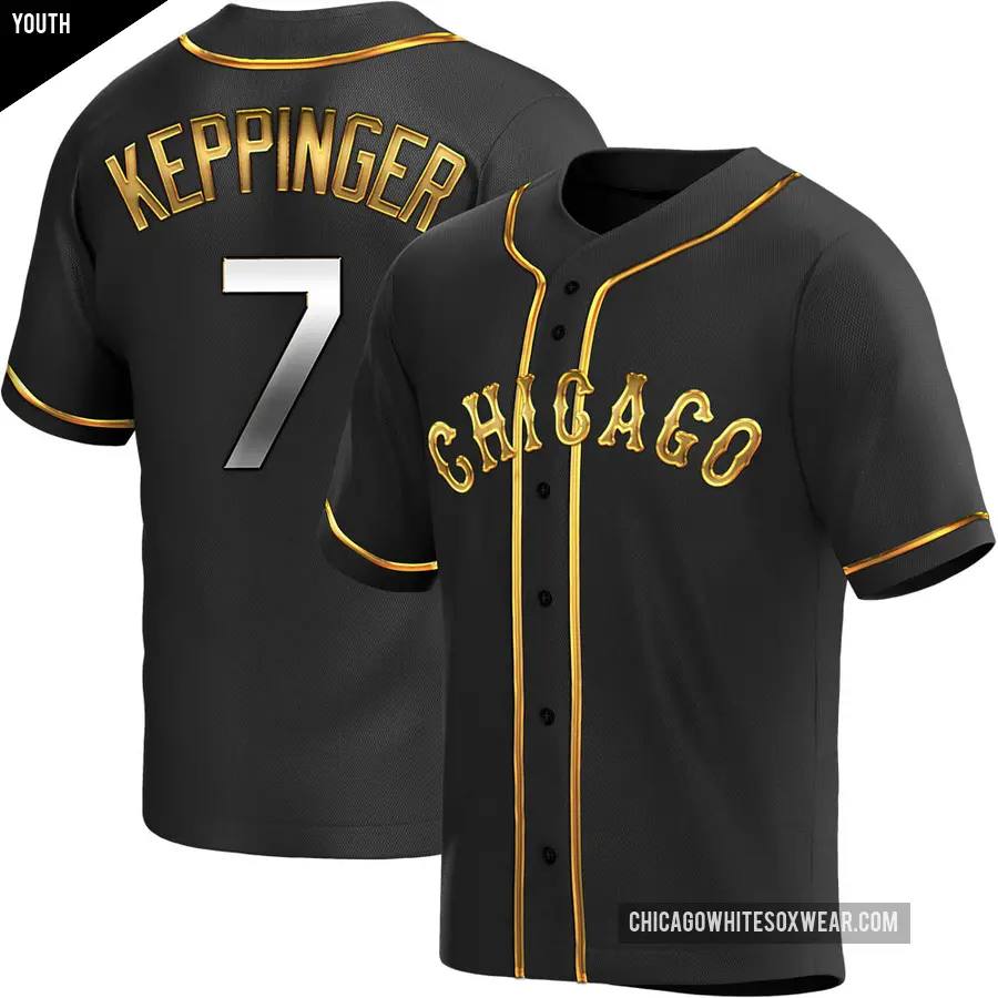 Youth Chicago White Sox ＃7 Jeff Keppinger Replica Gold Black en Alternate Jersey