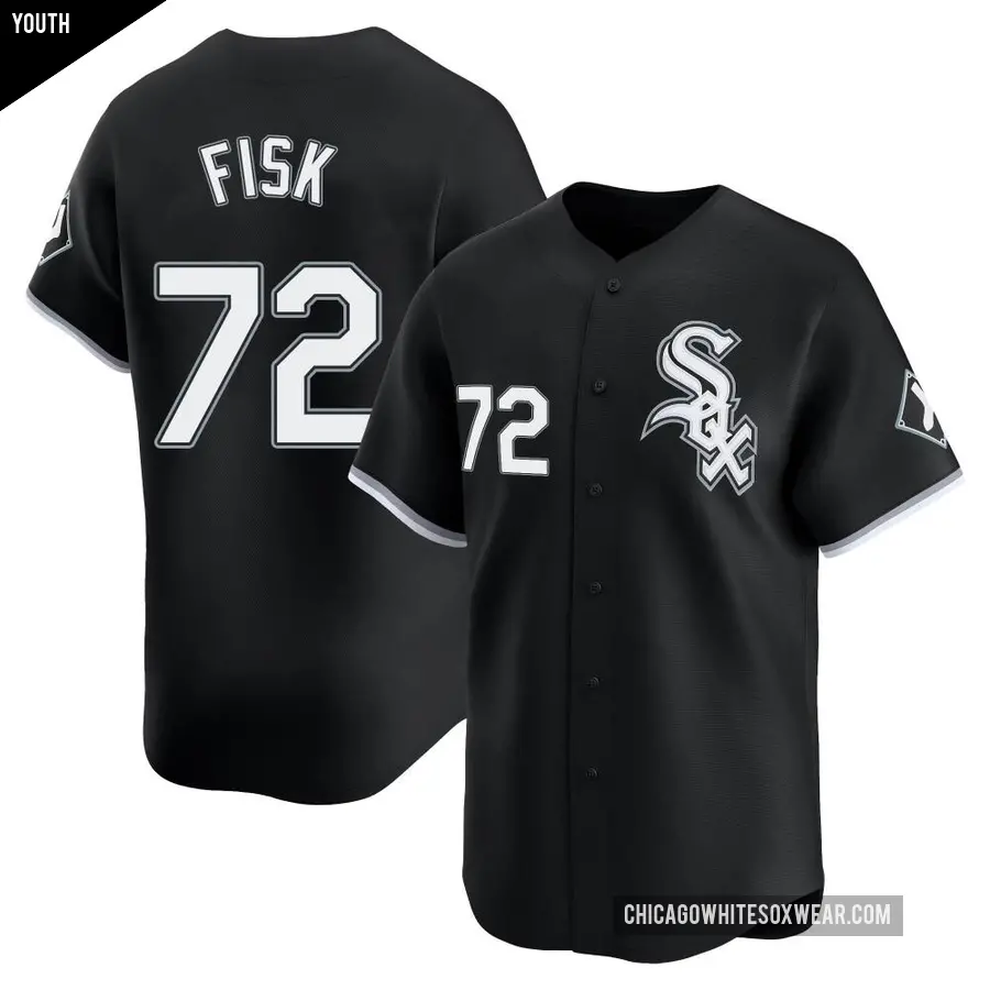 Youth Chicago White Sox ＃72 Carlton Fisk Limited Black Alternate Jersey