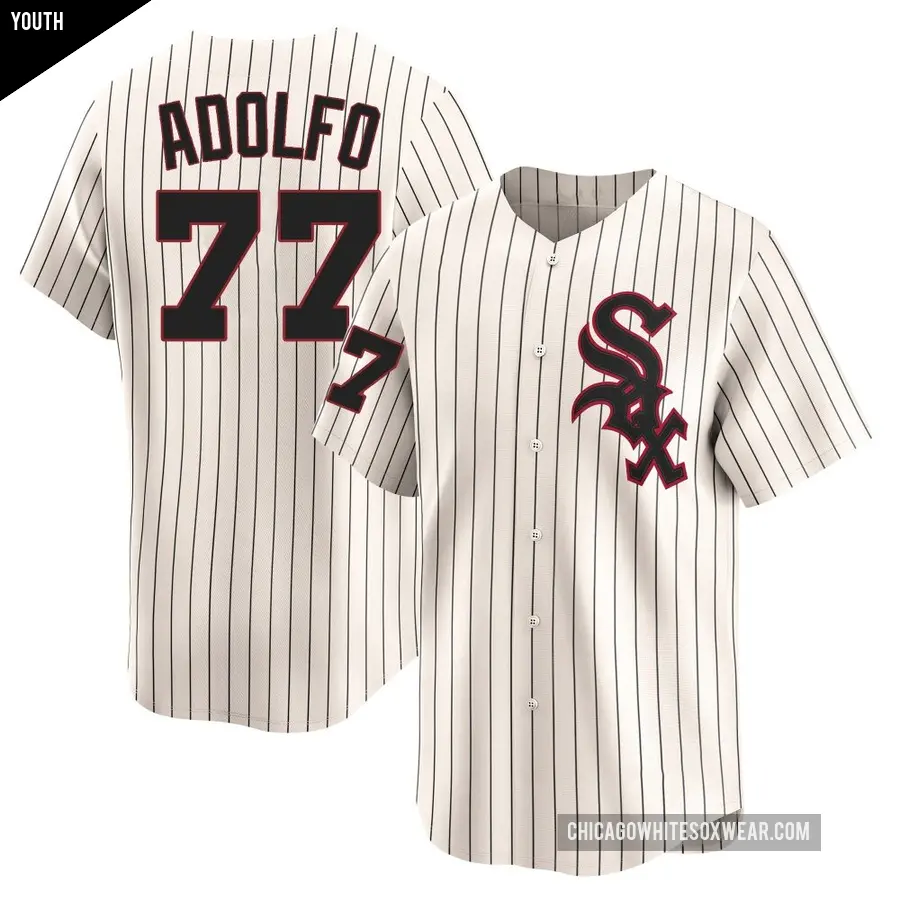 Youth Chicago White Sox ＃77 Micker Adolfo Limited Cream Throwback Cooperstown Jersey