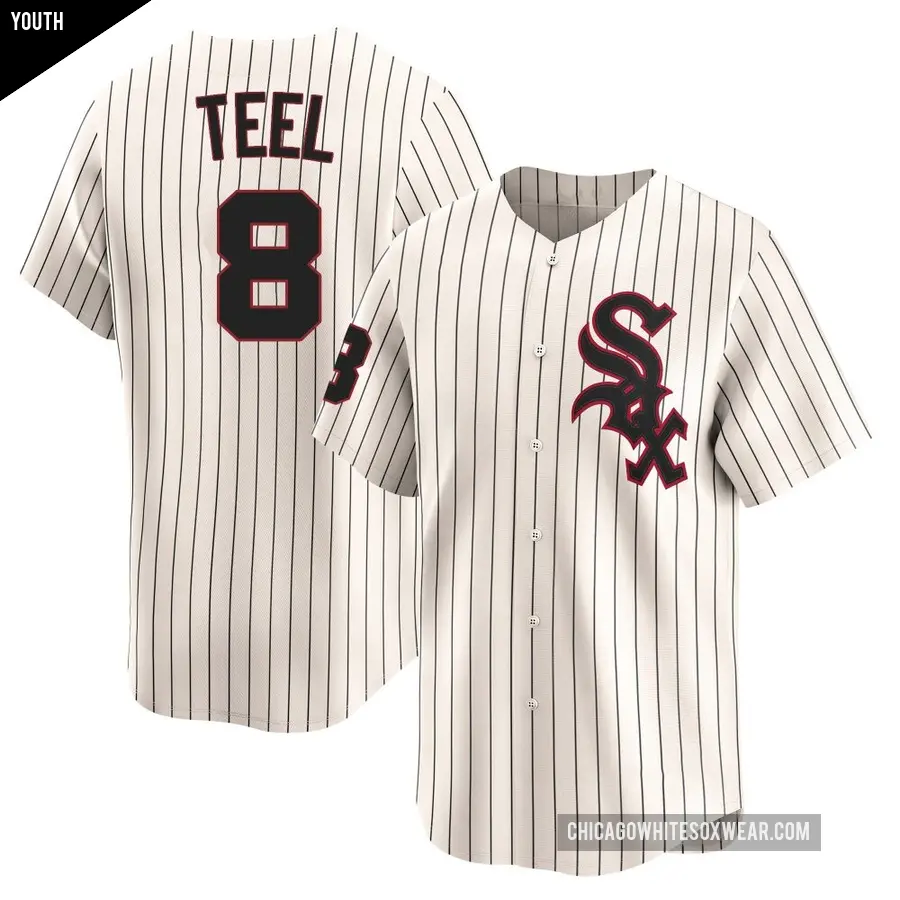Youth Chicago White Sox ＃8 Kyle Teel Limited Cream Throwback Cooperstown Jersey