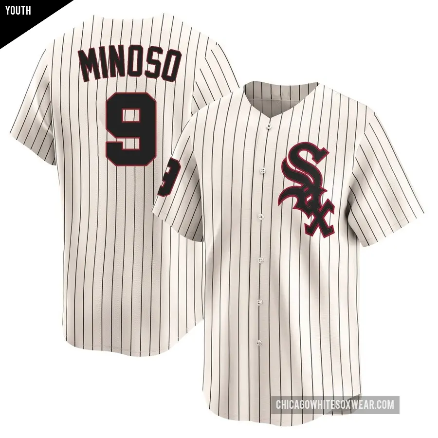 Youth Chicago White Sox ＃9 Minnie Minoso Limited Cream Throwback Cooperstown Jersey